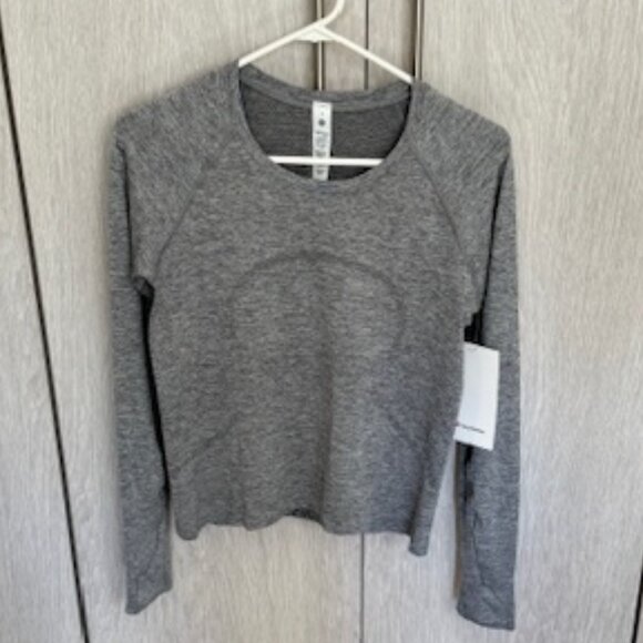 Lululemon Swiftly Tech Long-Sleeve Shirt 2.0 Race Length in Slate/White Size 8 - Picture 2 of 8